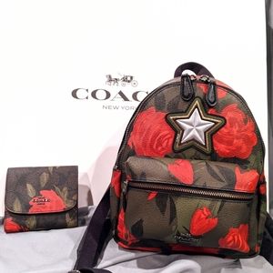 Coach Mini Charlie Backpack Camo Rose Set